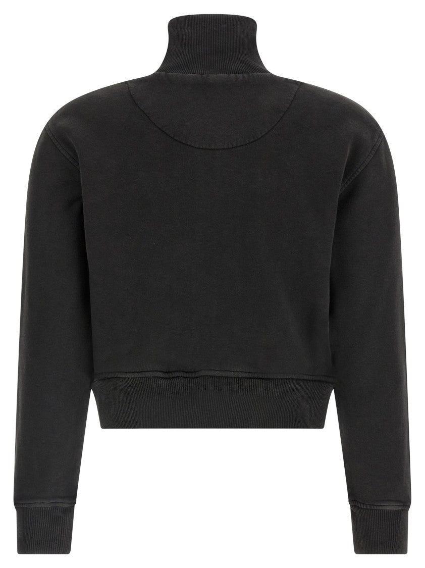 The Attico Cropped Mélange Sweatshirt With 3D Logo