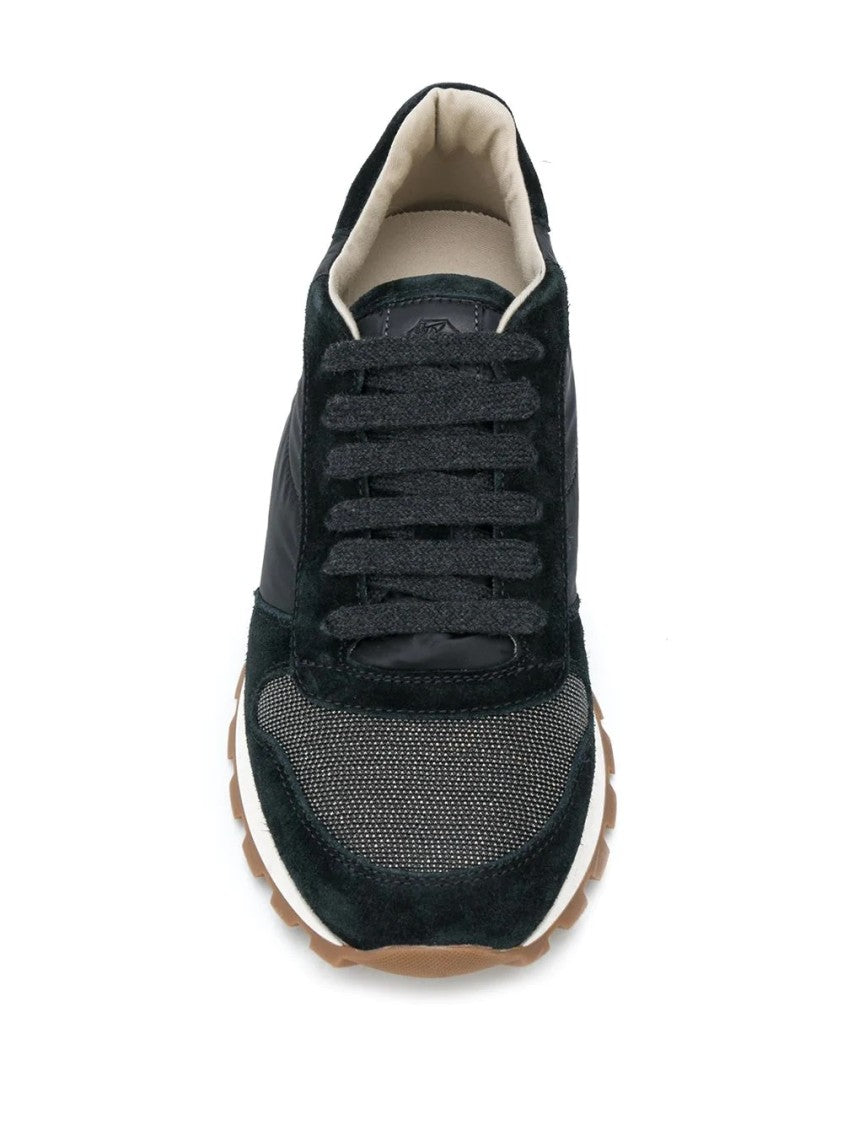 Brunello Cucinelli Leather Sneakers With Design And Fit