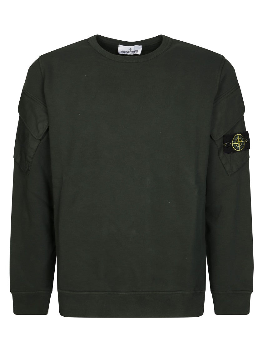 Stone Island Crew Neck Sweatshirt With Sleeve Patch