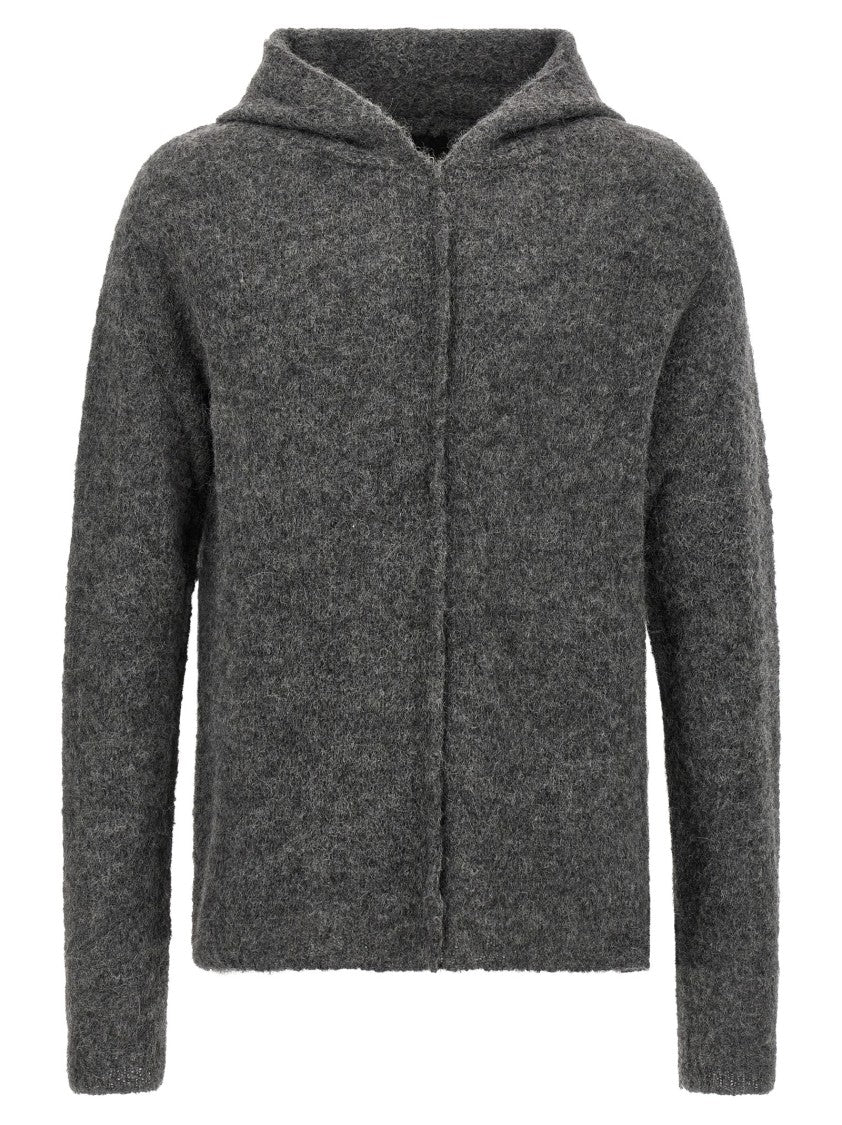 Thom Krom Textured Grey Alpaca Blend Hooded Sweater