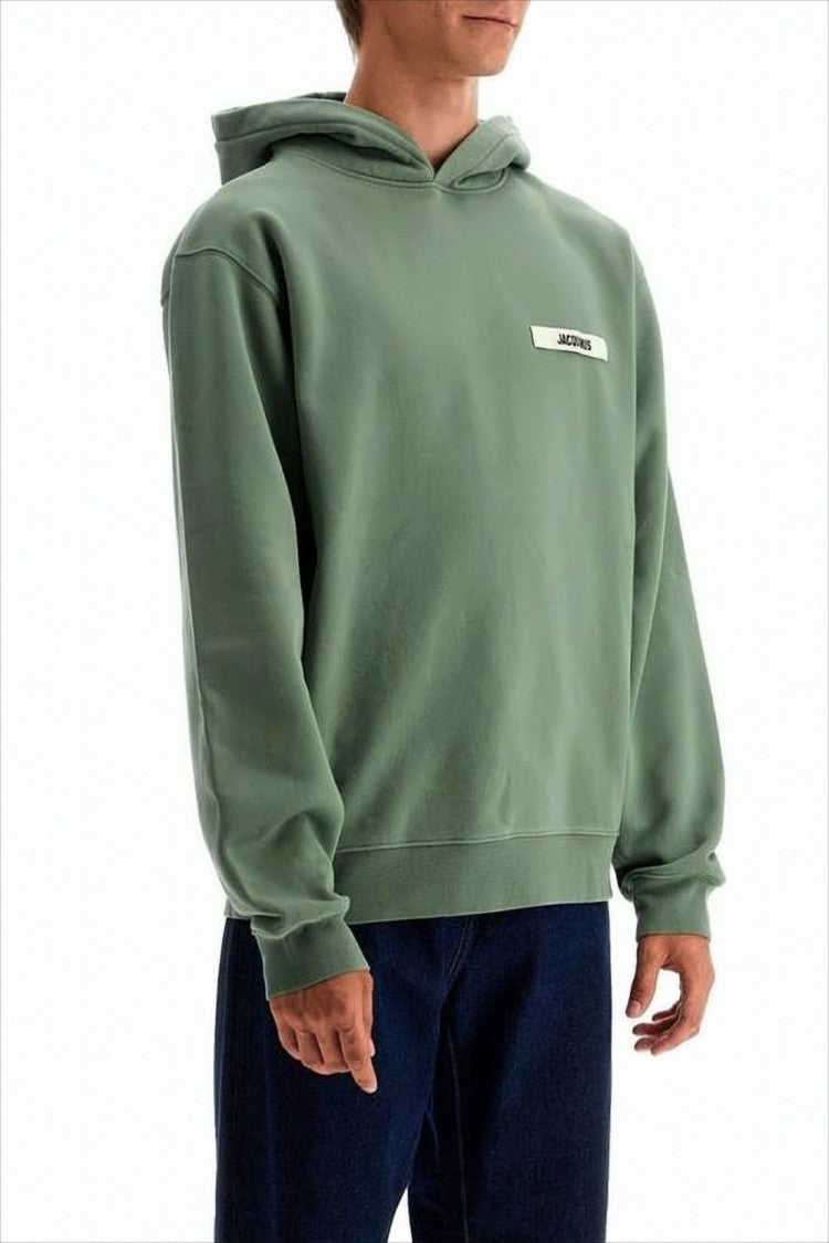 Jacquemus Cropped Hoodie With Rectangular Logo Patch