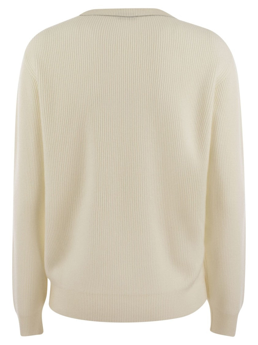 Brunello Cucinelli English Rib Cashmere Sweater With Monile