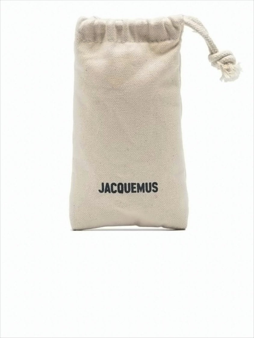 Jacquemus Narrow Oval Black Acetate Sunglasses With Gold Accents