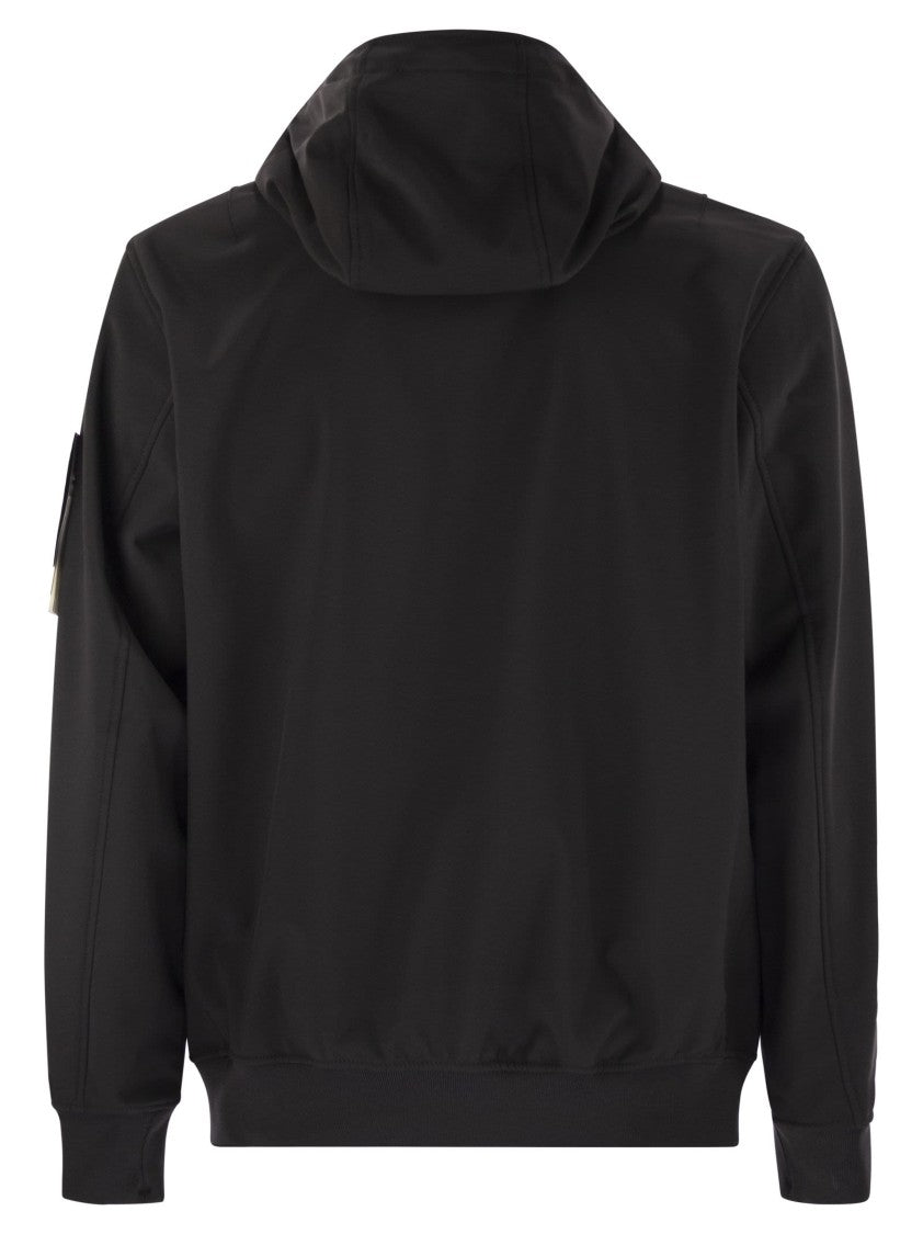 Stone Island Light Jacket With Hood And Weatherproof Membrane