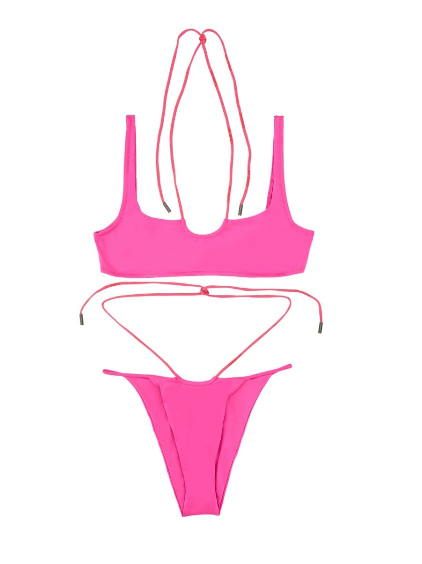 Off-White Lace-Up Beachwear Bikini