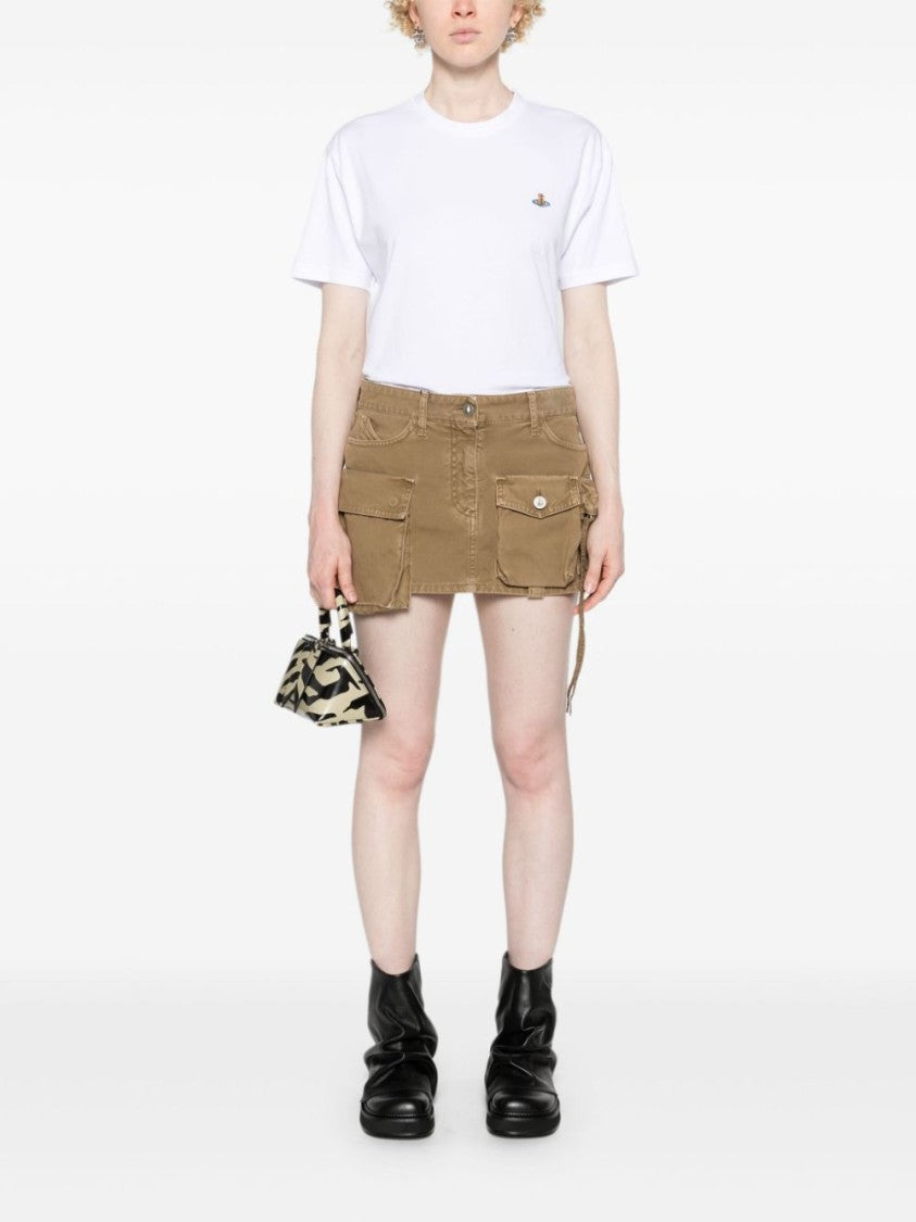 Vivienne Westwood White Cotton Crew Neck T-Shirt With Signature Orb Logo