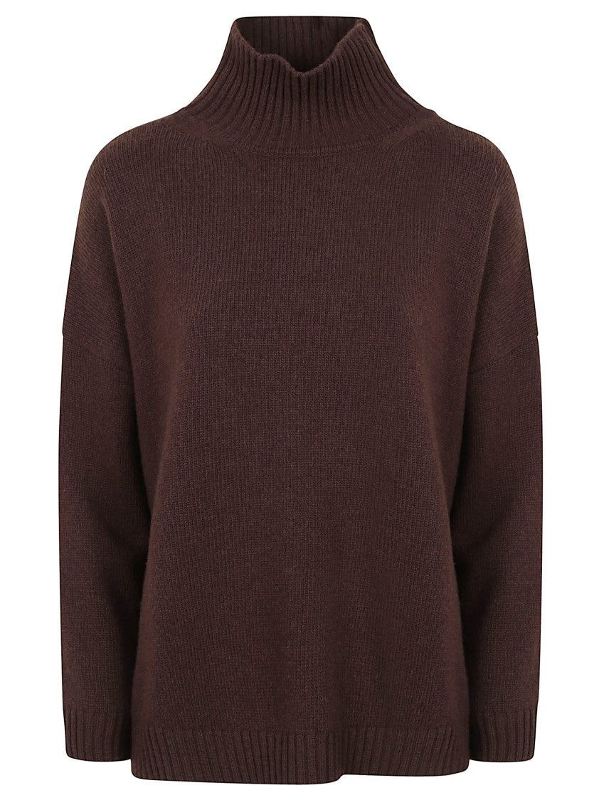 Max Mara Overfit Brown Wool Turtleneck Sweater