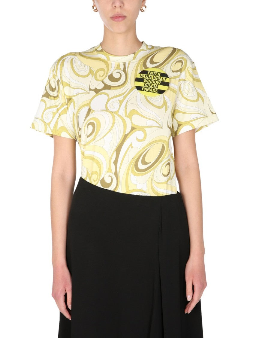 Raf Simons Hippie-Inspired Allover Pattern Crew Neck T-Shirt
