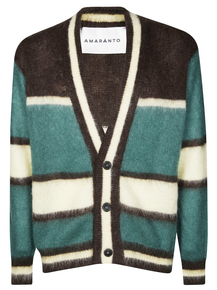 Amaranto Buttoned Cardigan With Macro Stripes