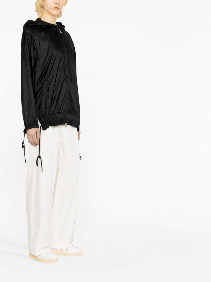 Moncler Lightweight Black Jacket With Adjustable Hood And Drawstrings