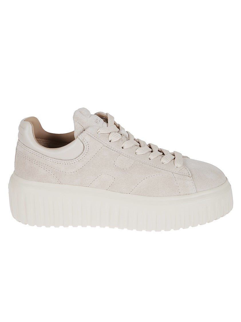 Hogan Beige Suede Low-Top Sneakers With Memory Foam Footbed