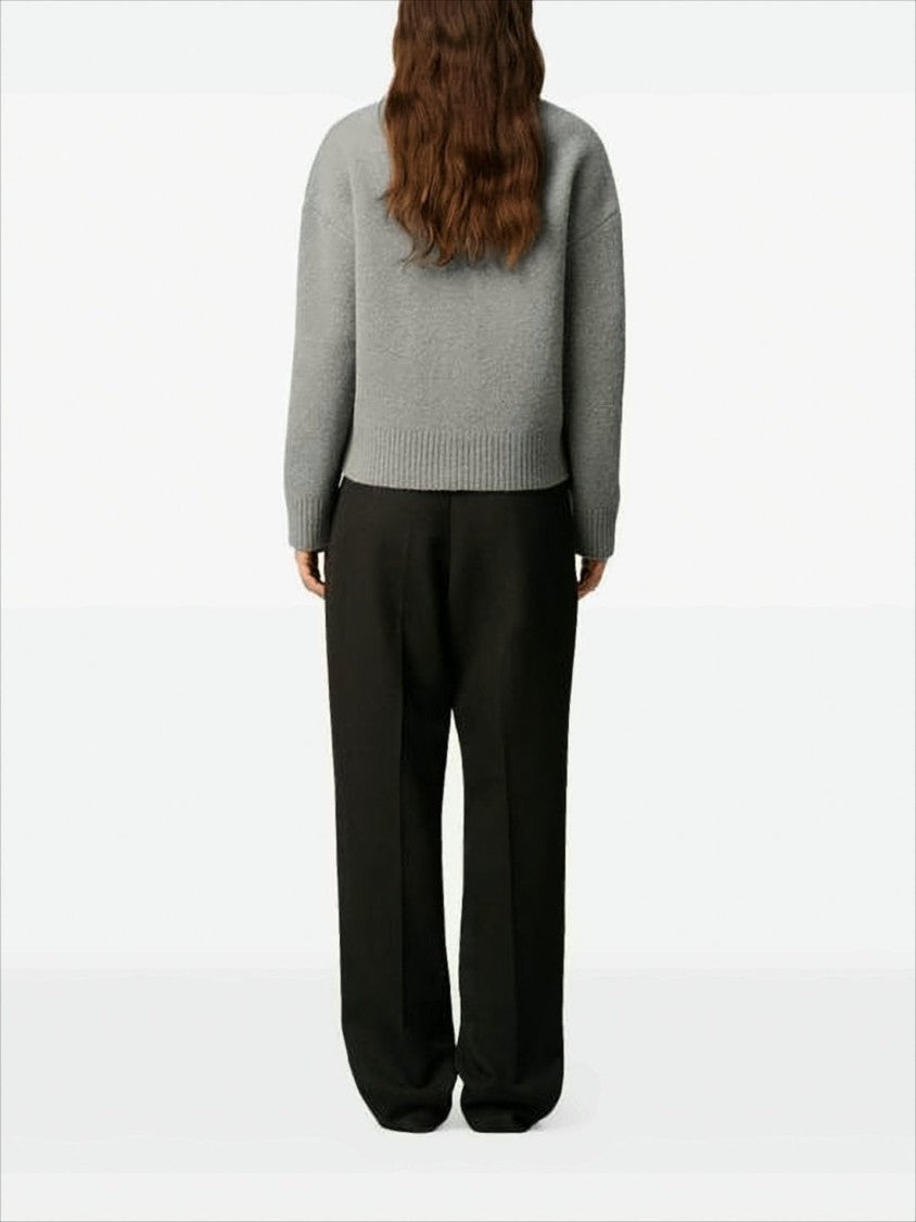 Ami Textured Knit Cardigan With Heart Motif