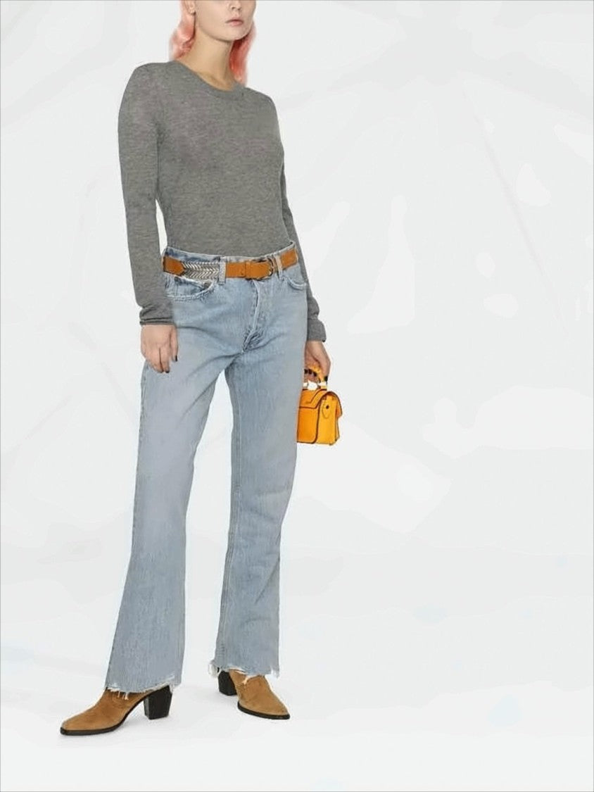 Agolde Light Blue High-Waisted Denim Pants With Flared Leg