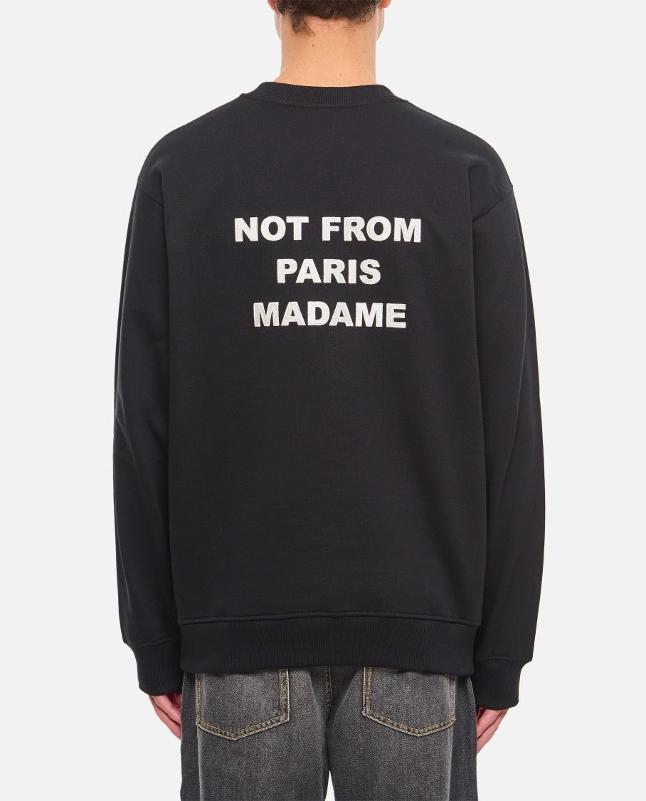 Drôle De Monsieur Black Sweatshirt With Bold Slogan And Elastic Hems