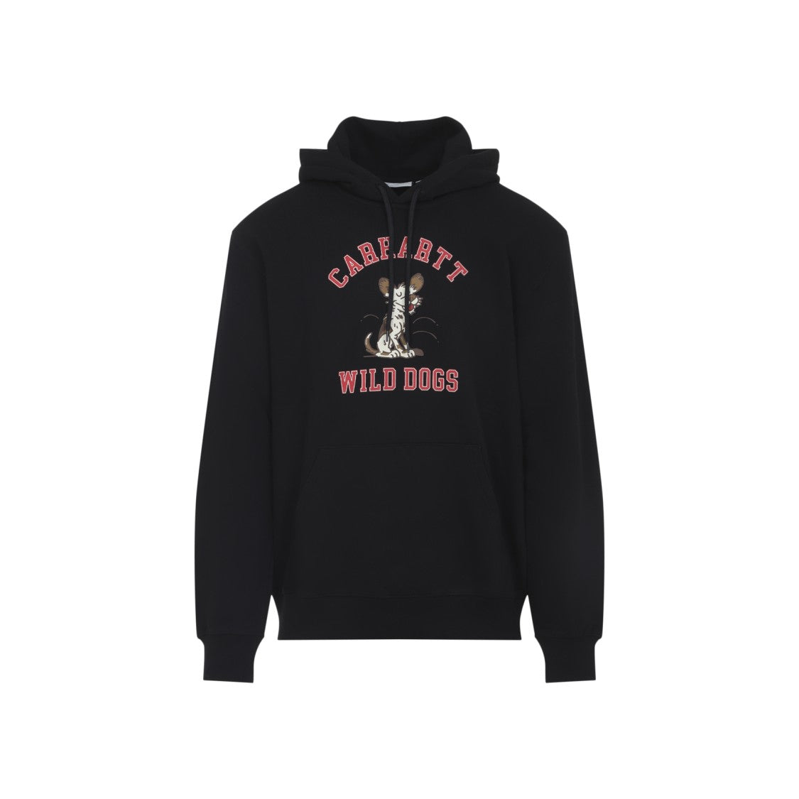 Carhartt Wip Graphic Print Black Hoodie With Drawstring Hood And Ribbed Details