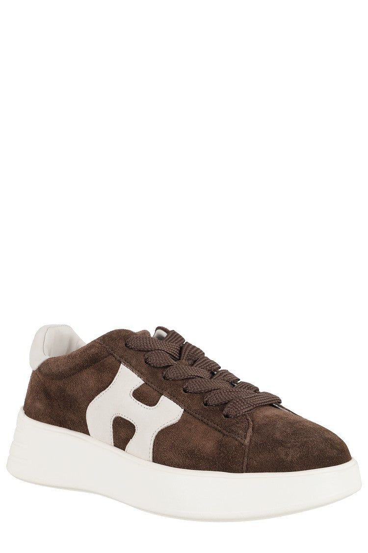 Hogan Brown Suede Leather Rebel H562 Sneakers With Memory Foam Insole