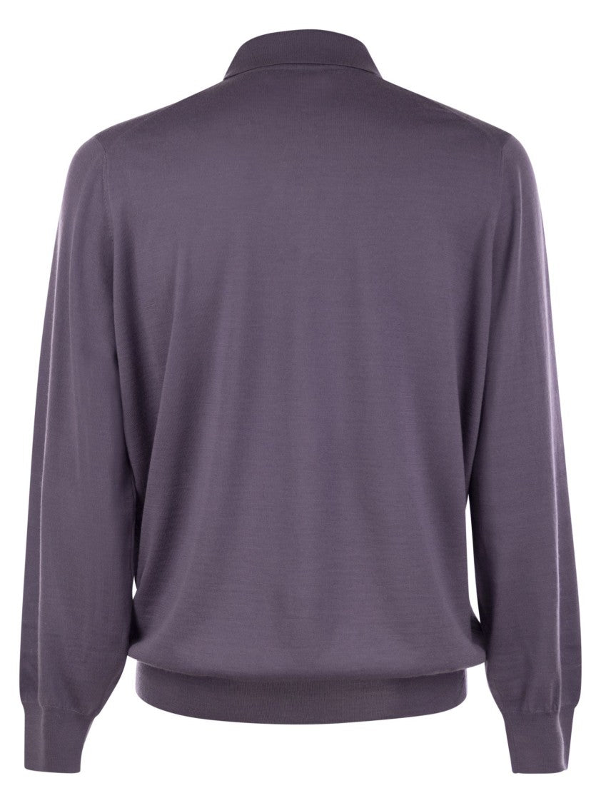 Brunello Cucinelli Polo Style Virgin Wool And Cashmere Sweater