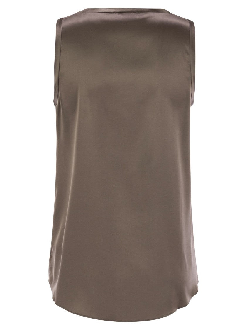 Brunello Cucinelli Stretch Silk Satin Top