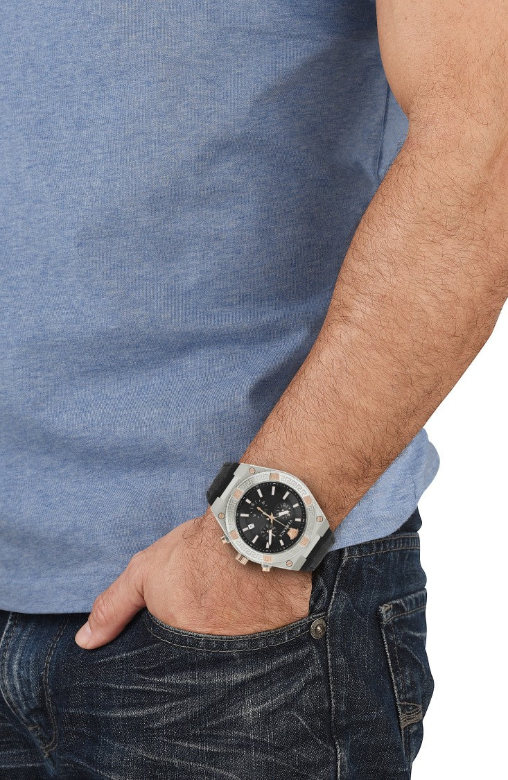 Versace V-Sporty Greca Leather Watch