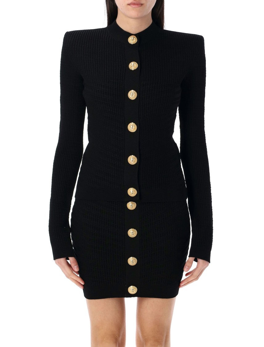 Balmain Long Sleeve Buttoned Knit Cardigan
