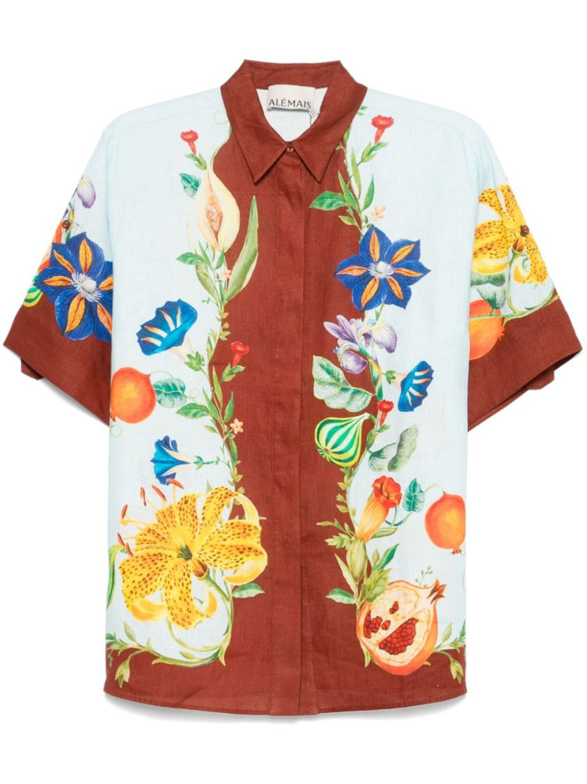 Alemais Light Blue Floral Print Dahlia Shirt