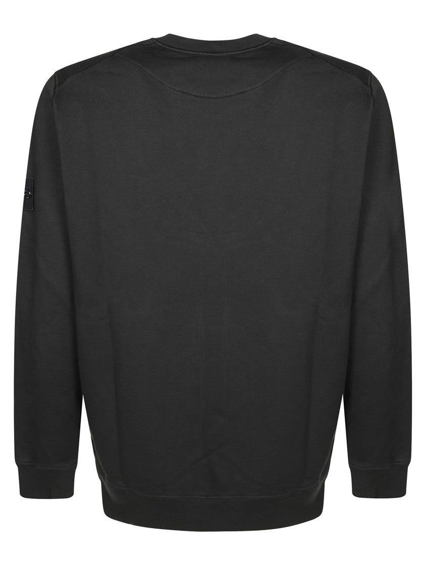Stone Island Minimalist Light Grey Sweatshirt With Classic Crew Neck