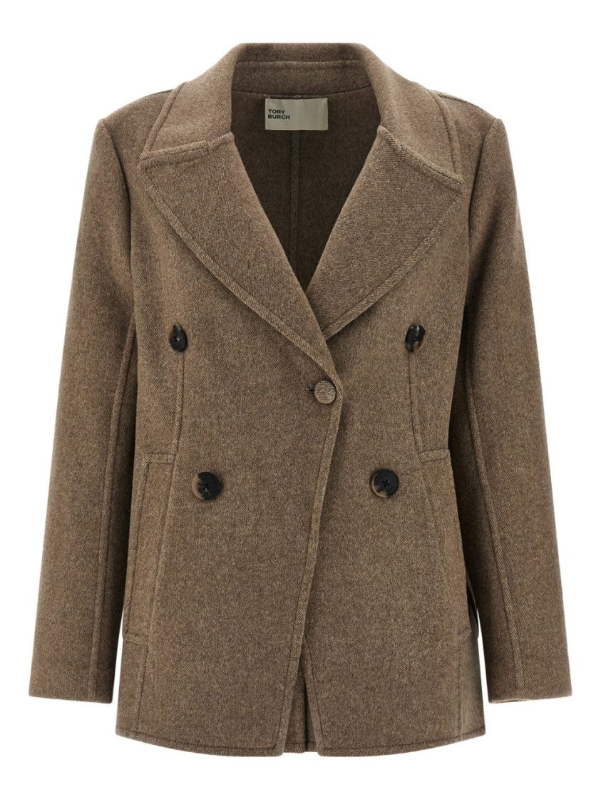 Tory Burch Double-Breasted Jacket With Wide Lapel And Side Pockets