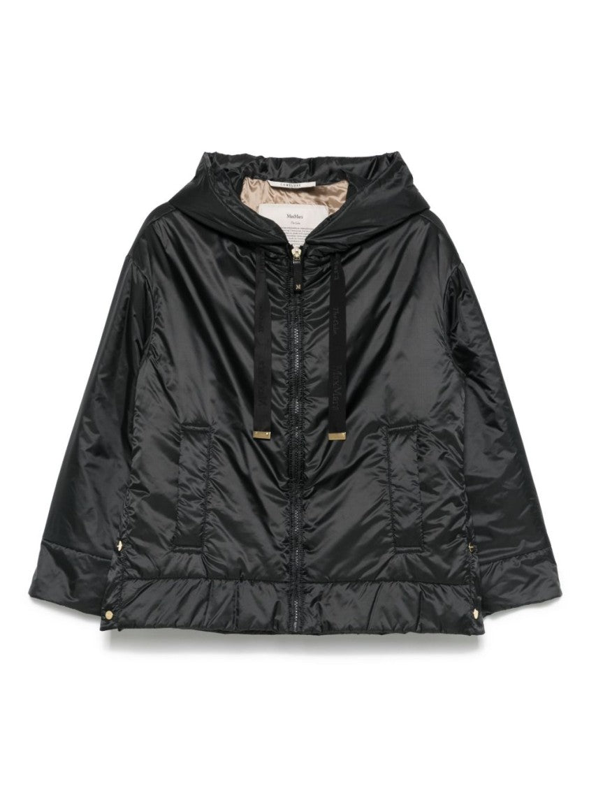Max Mara Shiny Black Jacket With Adjustable Drawstring Hood