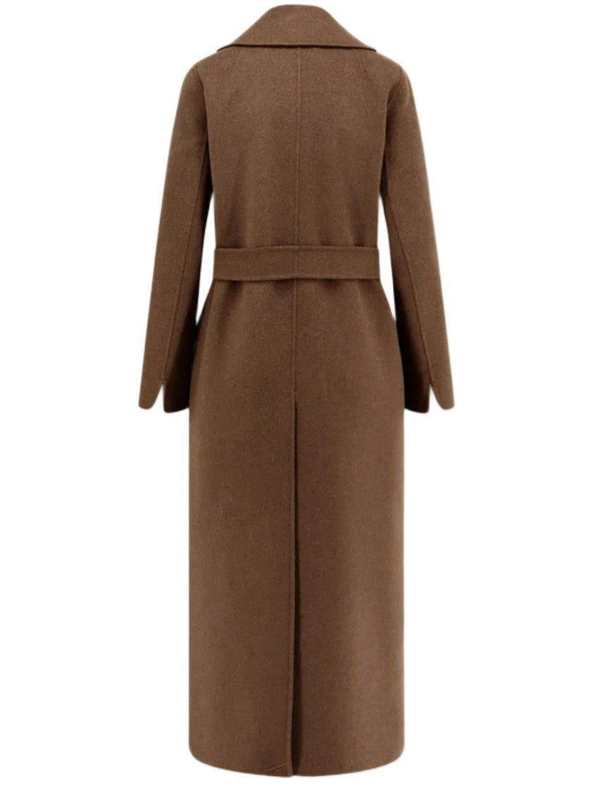Max Mara Long Wrap Coat In Pure Wool