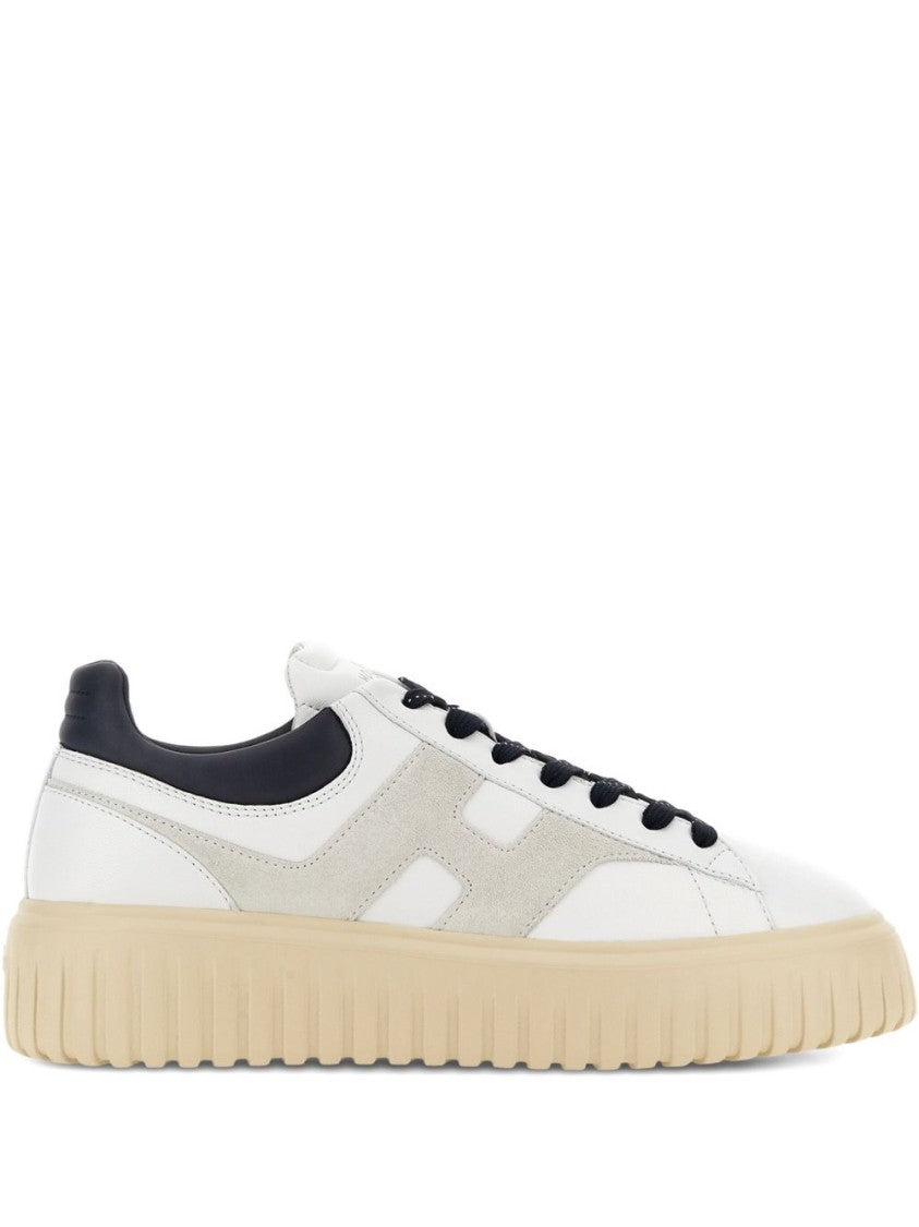 Hogan Lace-Up White Sneakers With Logo Patch