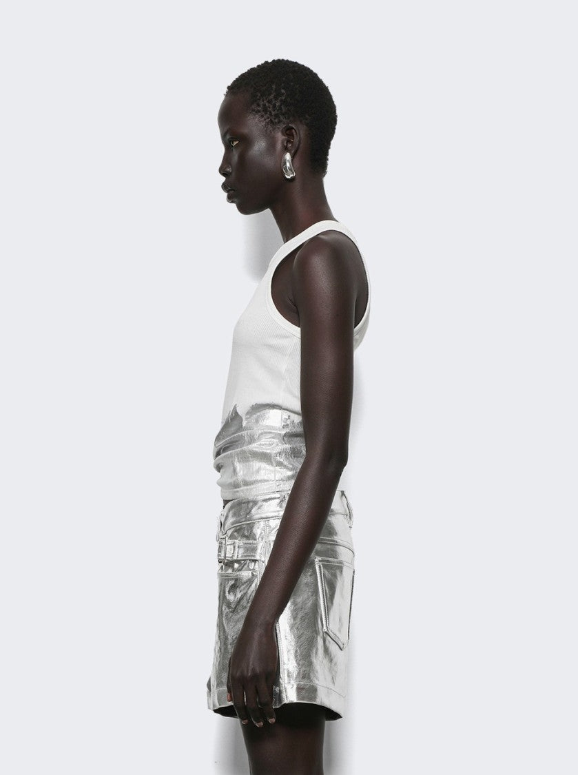 Rabanne Piercing Tank Top White And Silver