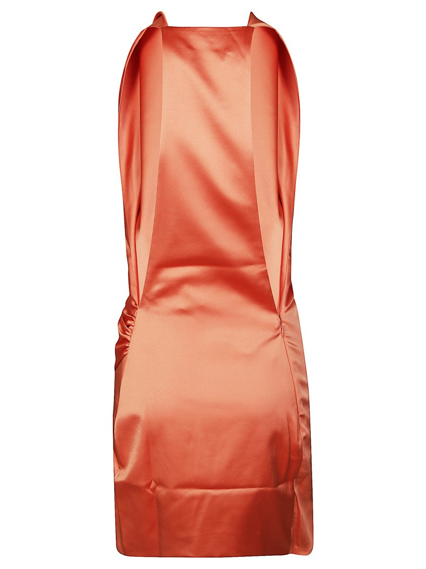 The Andamane Silky Coral-Orange Verushka Minidress