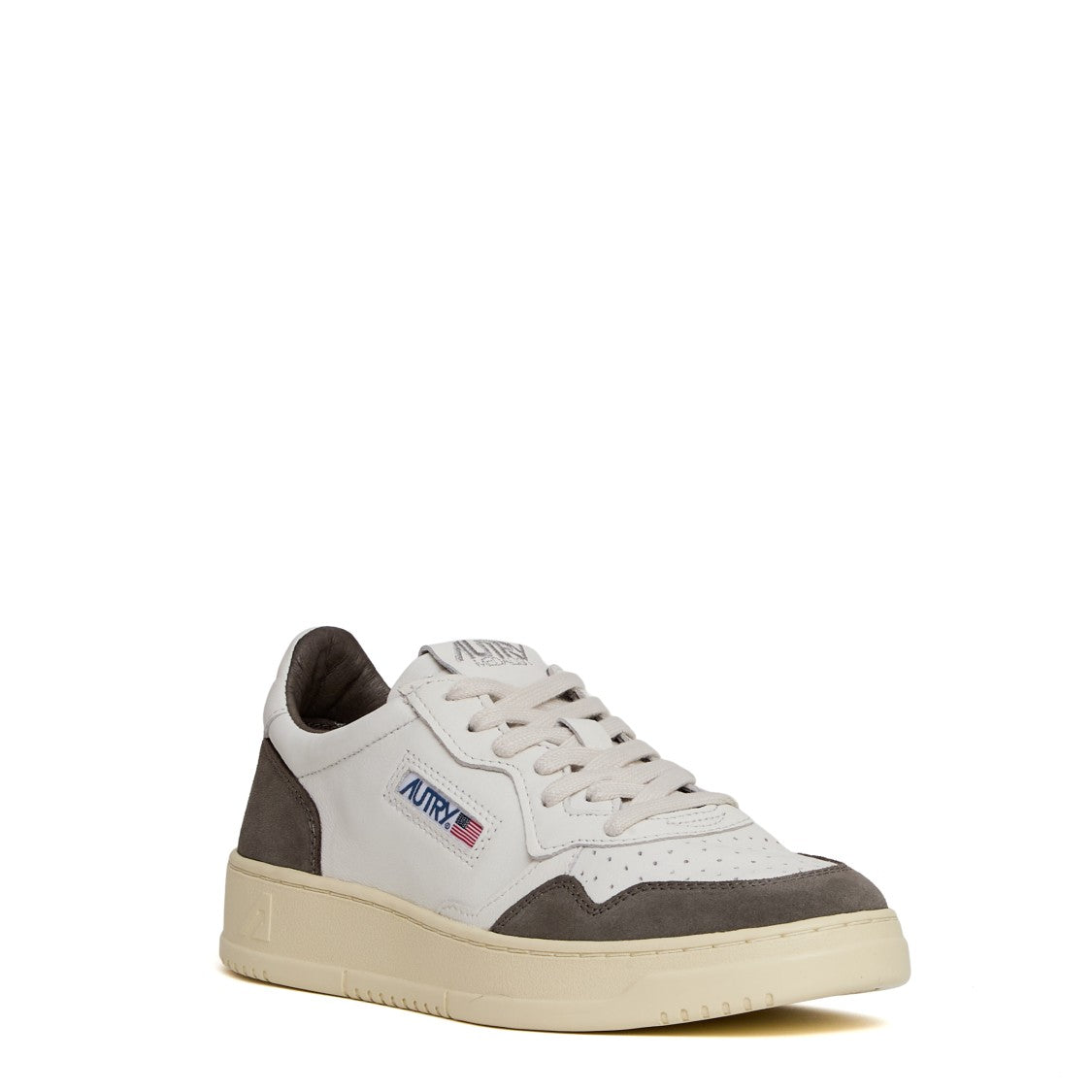 Autry Medalist Low Sneakers In White Leather And Suede, Morel