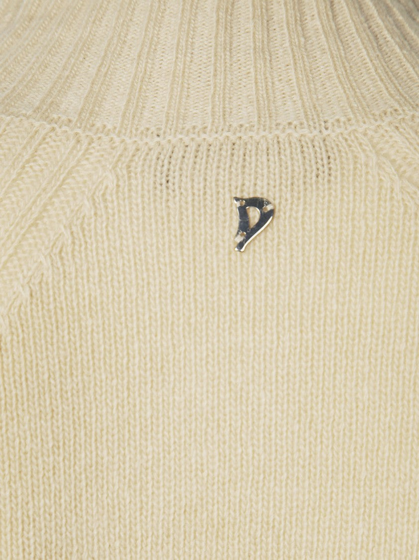 Dondup High Neck Relaxed Fit Sweater With Ribbed Detailing