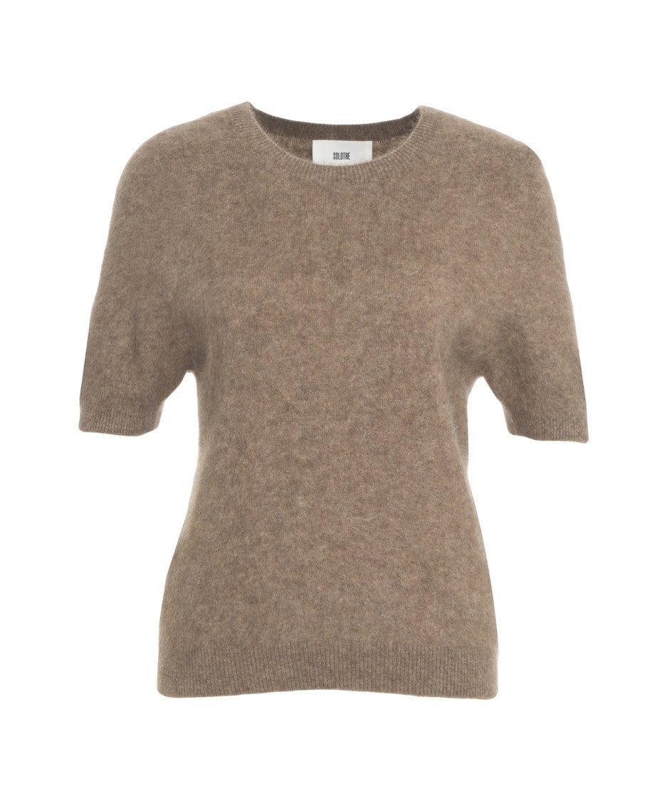 Solotre Short-Sleeve Knit Top Crafted From Yak Wool Blend