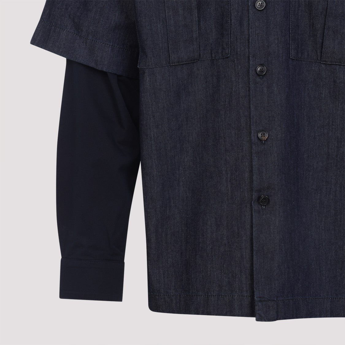 Dries Van Noten Layered Denim And Fabric Casual Shirt