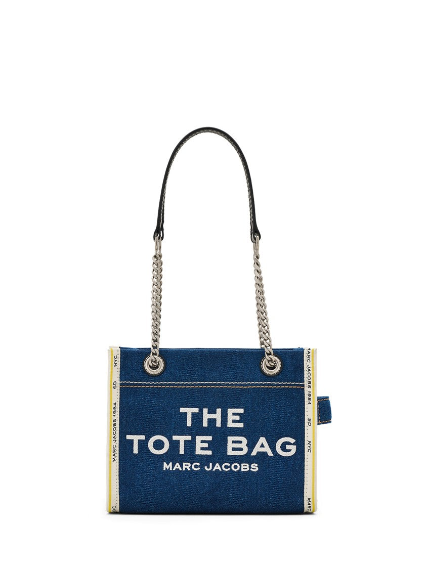 Marc Jacobs Denim Tote With Chain And Leather Handles