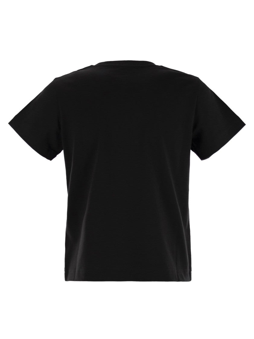 Moncler Cotton T-Shirt With Embroidered Cursive Logo