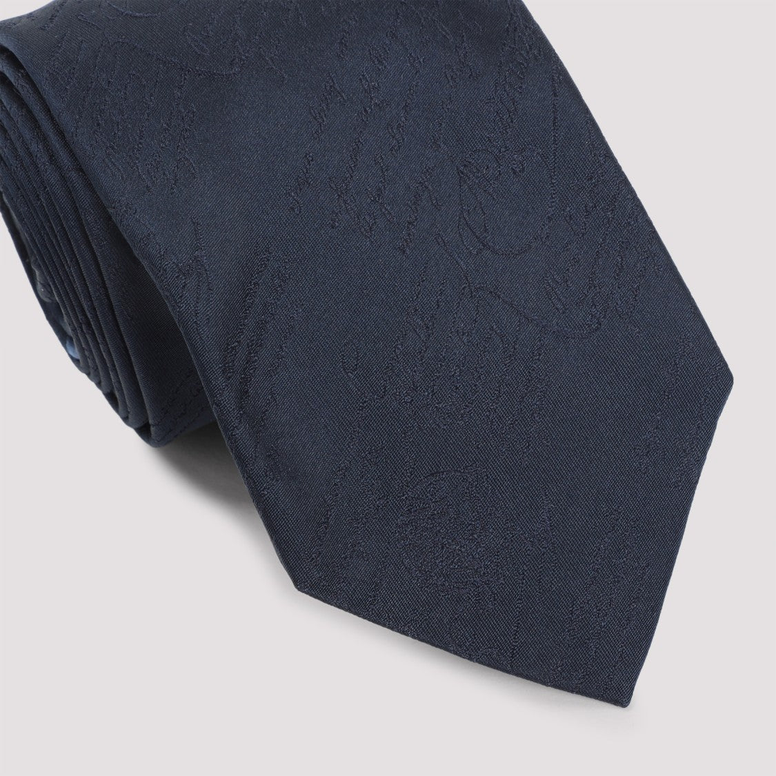 Berluti Black Silk Tie With Subtle Embossed Pattern