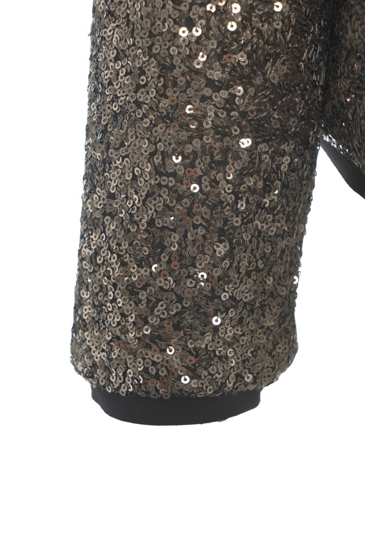 Gender Sequined Gray Jacket With Round Neckline