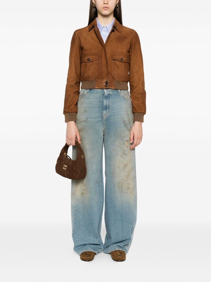 Golden Goose Distressed Light Blue Wide-Leg Jeans