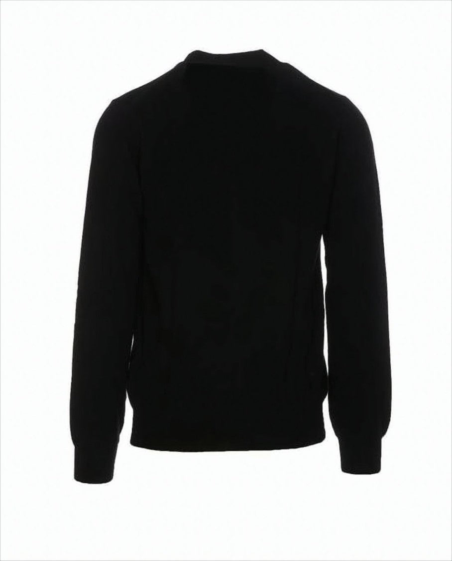Comme Des Garçons V-Neck Wool Cardigan With Distinctive Heart Emblem