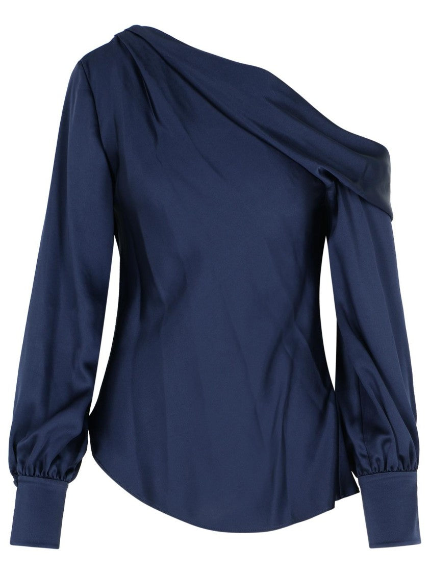 Simkhai 'Alice' Navy Acetate Blend Blouse