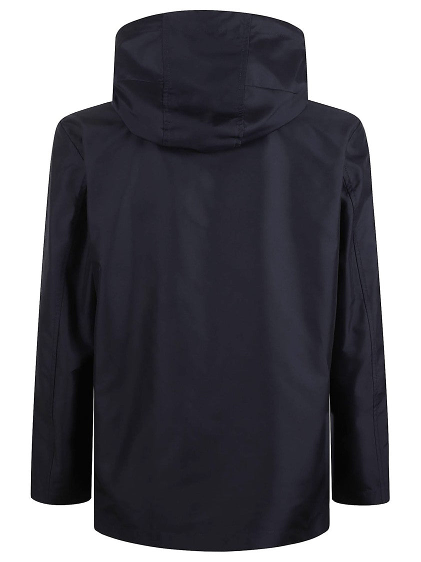 Fay Minimalist Black Polyester Jacket With Hood