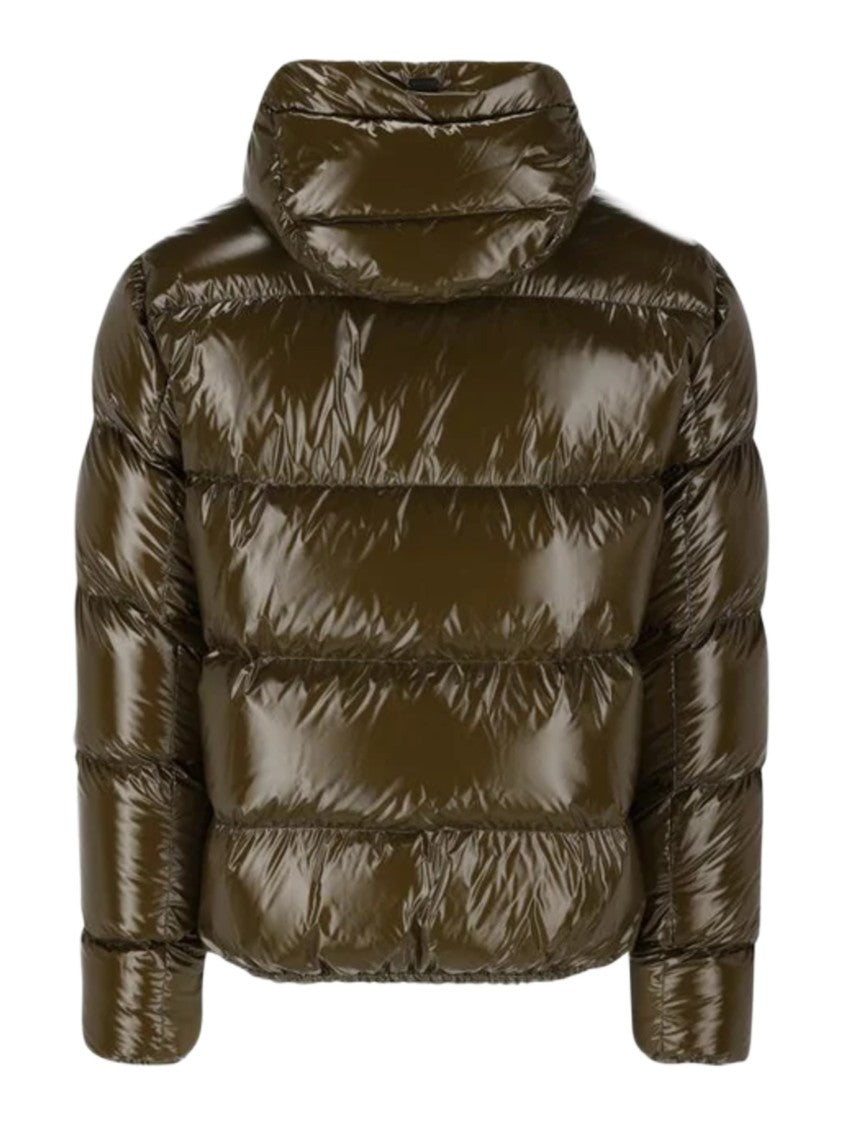 Herno Glossy Bomber Jacket With Horizontal Quilting And Adjustable Hood