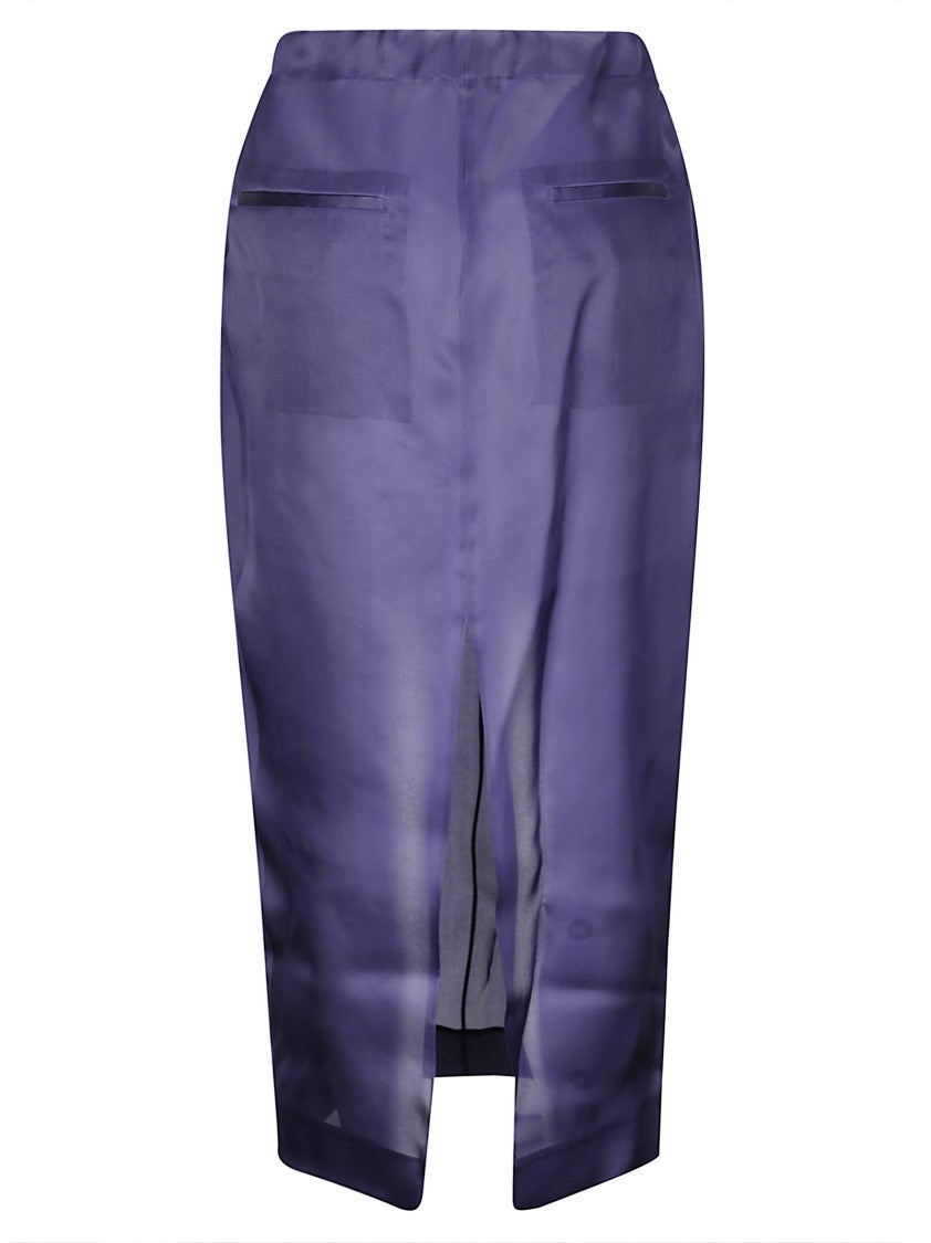 Khaite Semi-Transparent Silk Maxi Skirt With Deep Back Slit