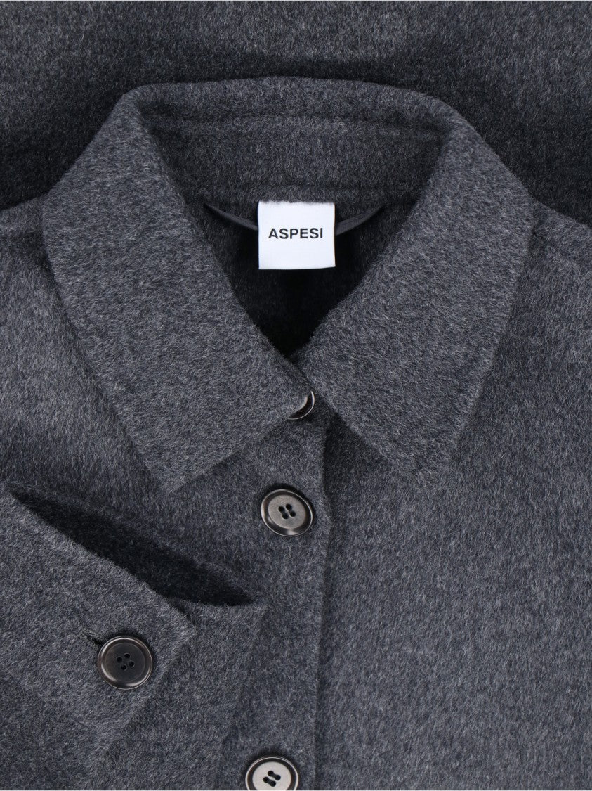 Aspesi Timeless Grey Shirt With Structured Collar And Button-Down Front