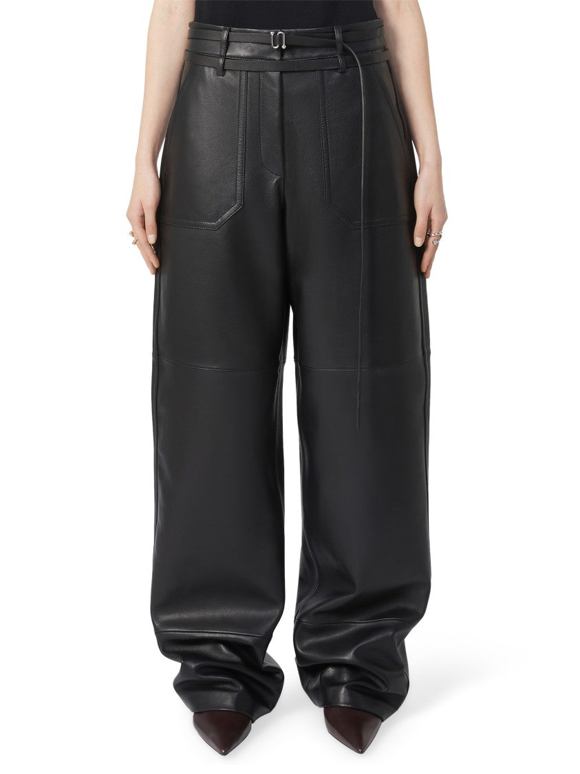 Max Mara Wide-Leg Lamb Leather Trousers