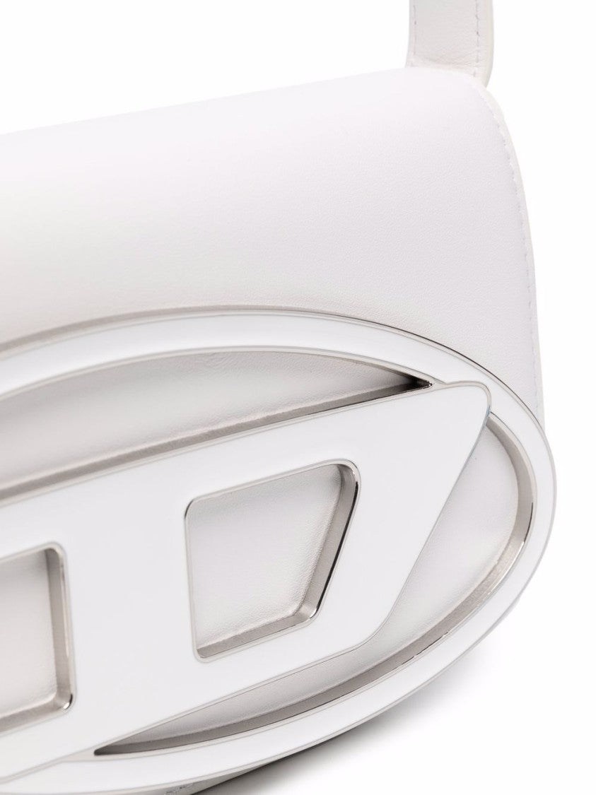 Diesel Structured White Handbag With Metallic Logo Accent