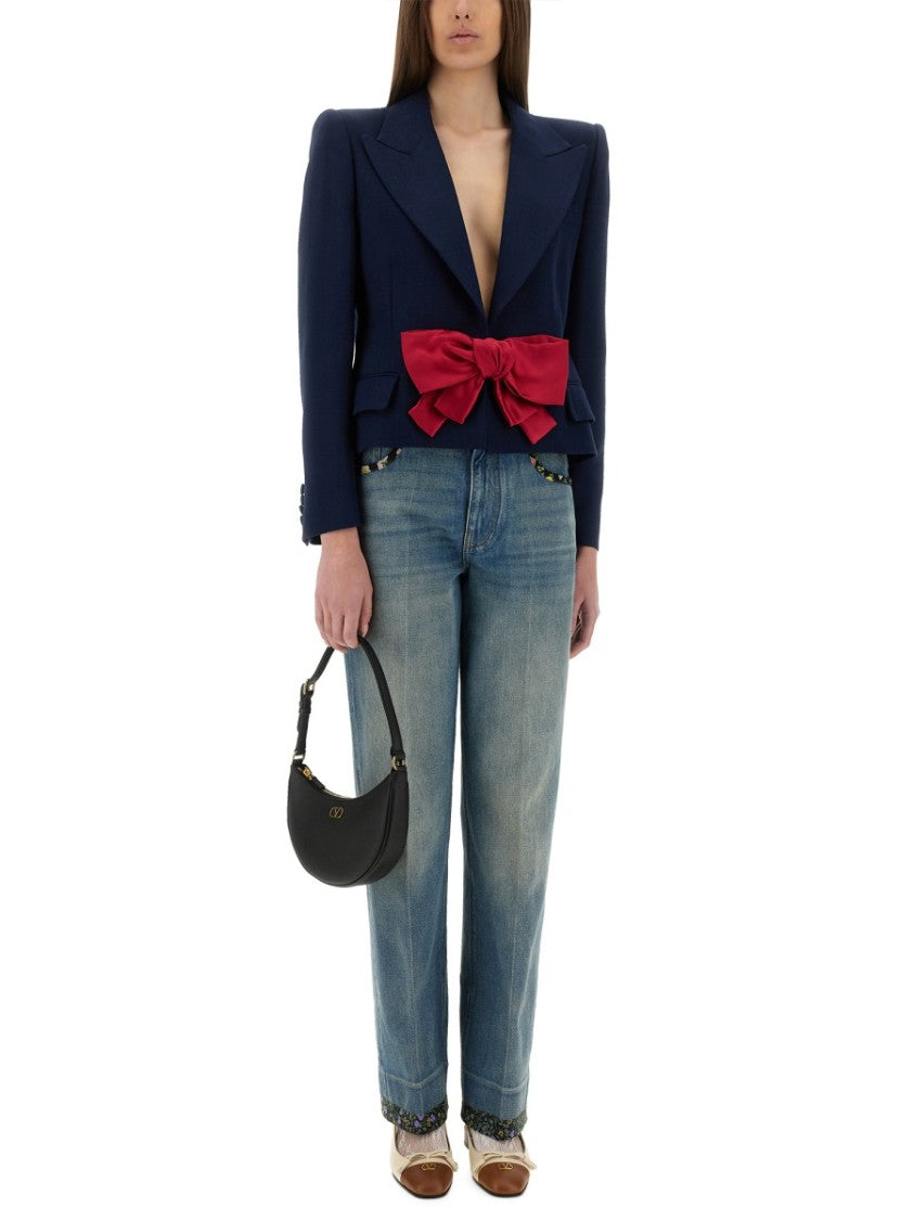 Valentino Viscose Jacket With Structured Bow Detail